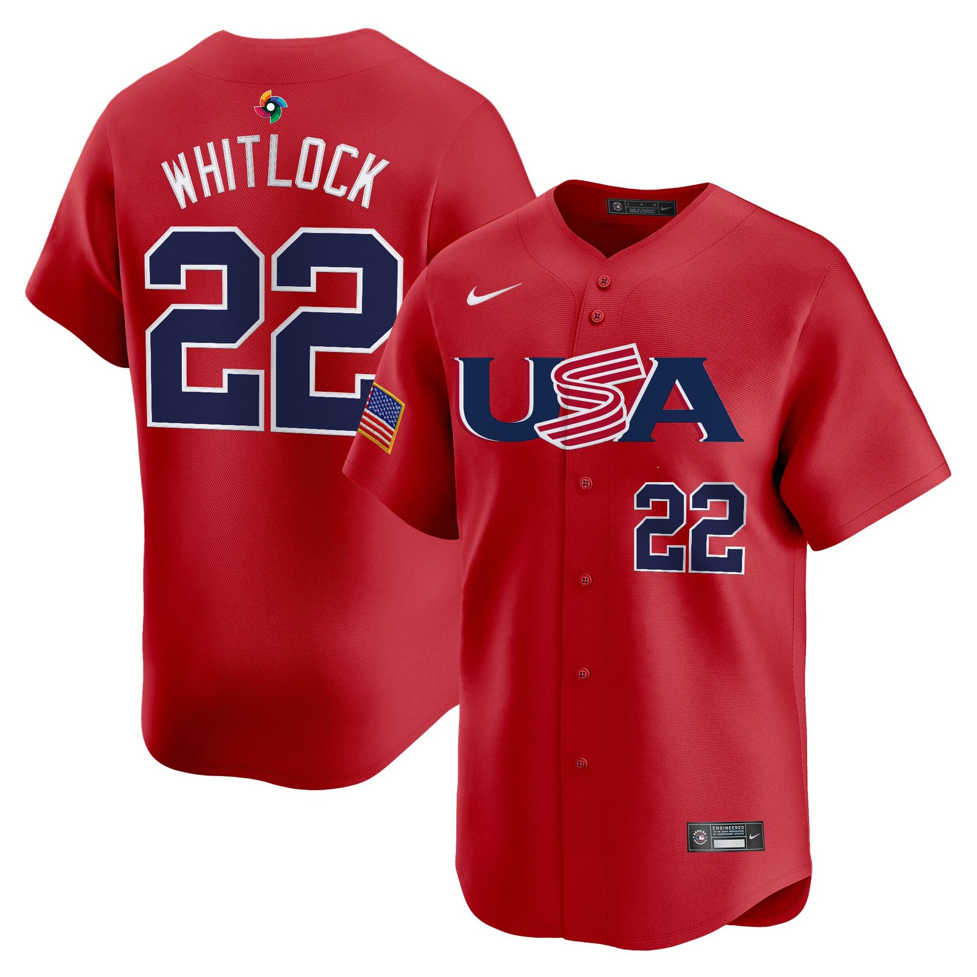 Men's Team USA World Baseball Classic Vapor Premier Jersey - 2023 Style - 2026 Roster (Projected Number) - All Stitched