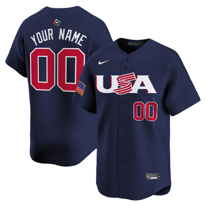 Team USA World Baseball Classic Vapor Premier Custom Jersey - 2026 Roster (Projected Number) - All Stitched