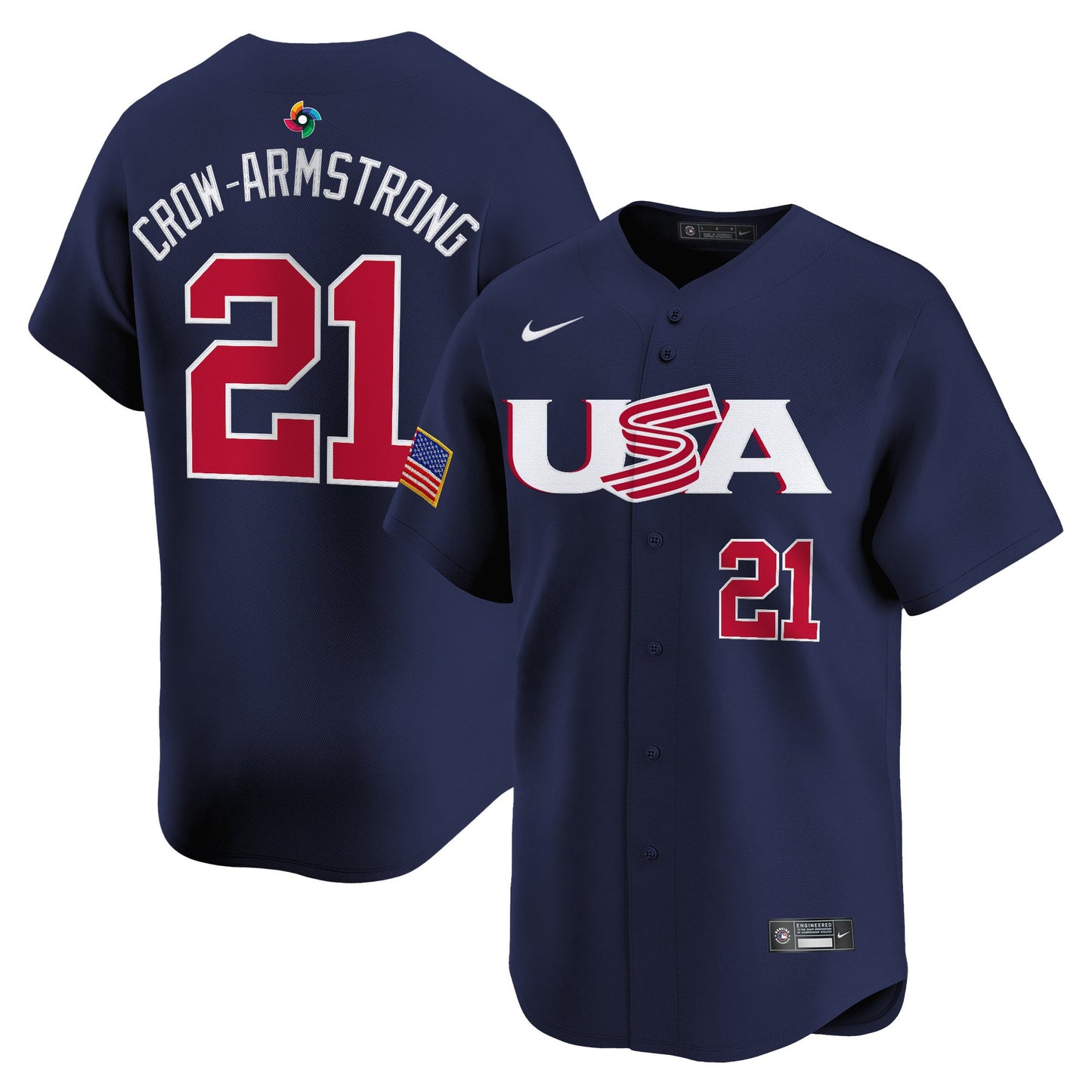 Men's Team USA World Baseball Classic Vapor Premier Jersey - 2023 Style - 2026 Roster (Projected Number) - All Stitched