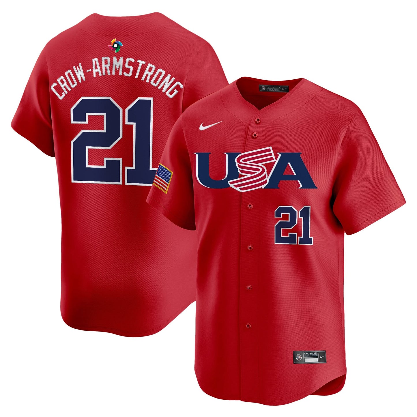 Men's Team USA World Baseball Classic Vapor Premier Jersey - 2023 Style - 2026 Roster (Projected Number) - All Stitched