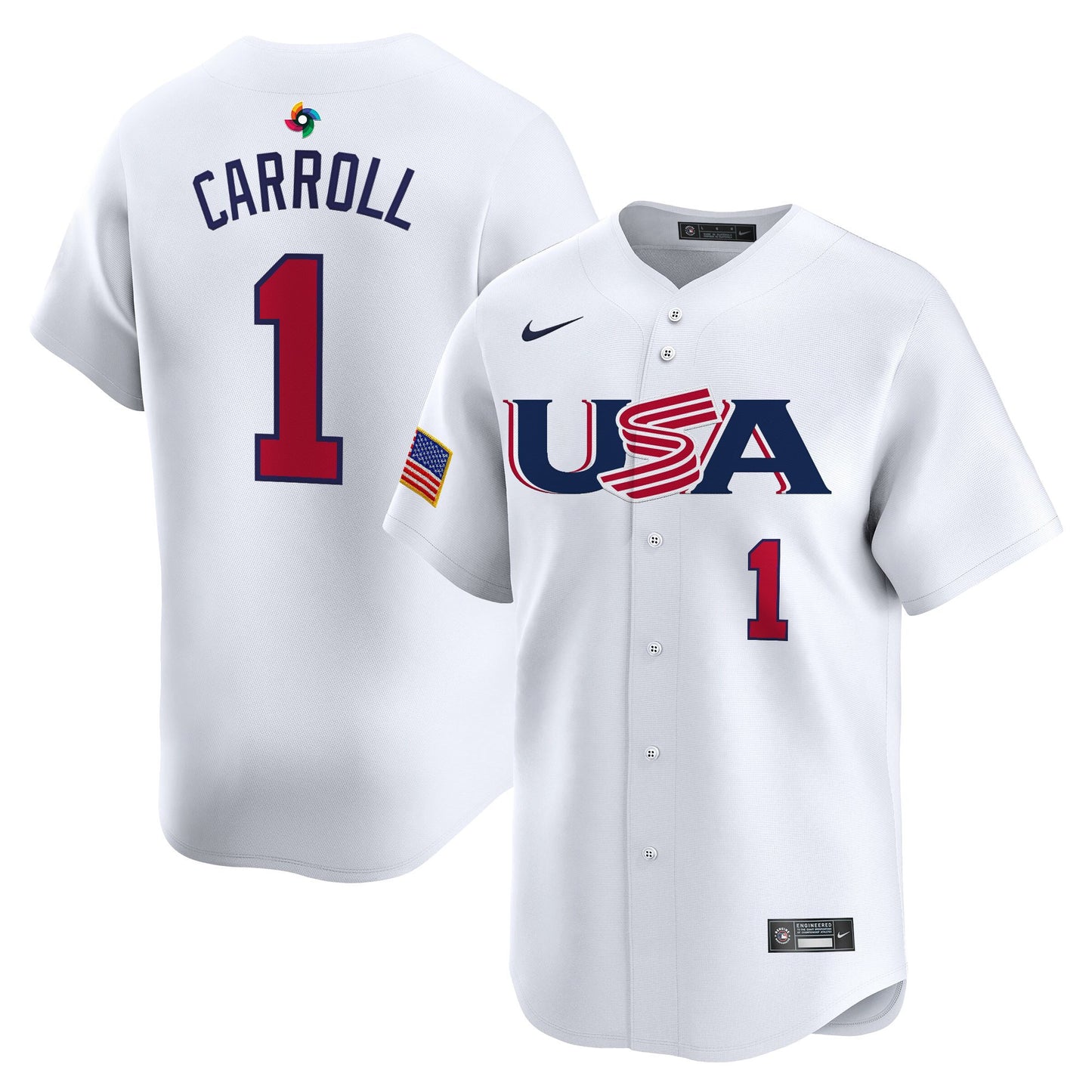 Men's Team USA World Baseball Classic Vapor Premier Jersey - 2023 Style - 2026 Roster (Projected Number) - All Stitched