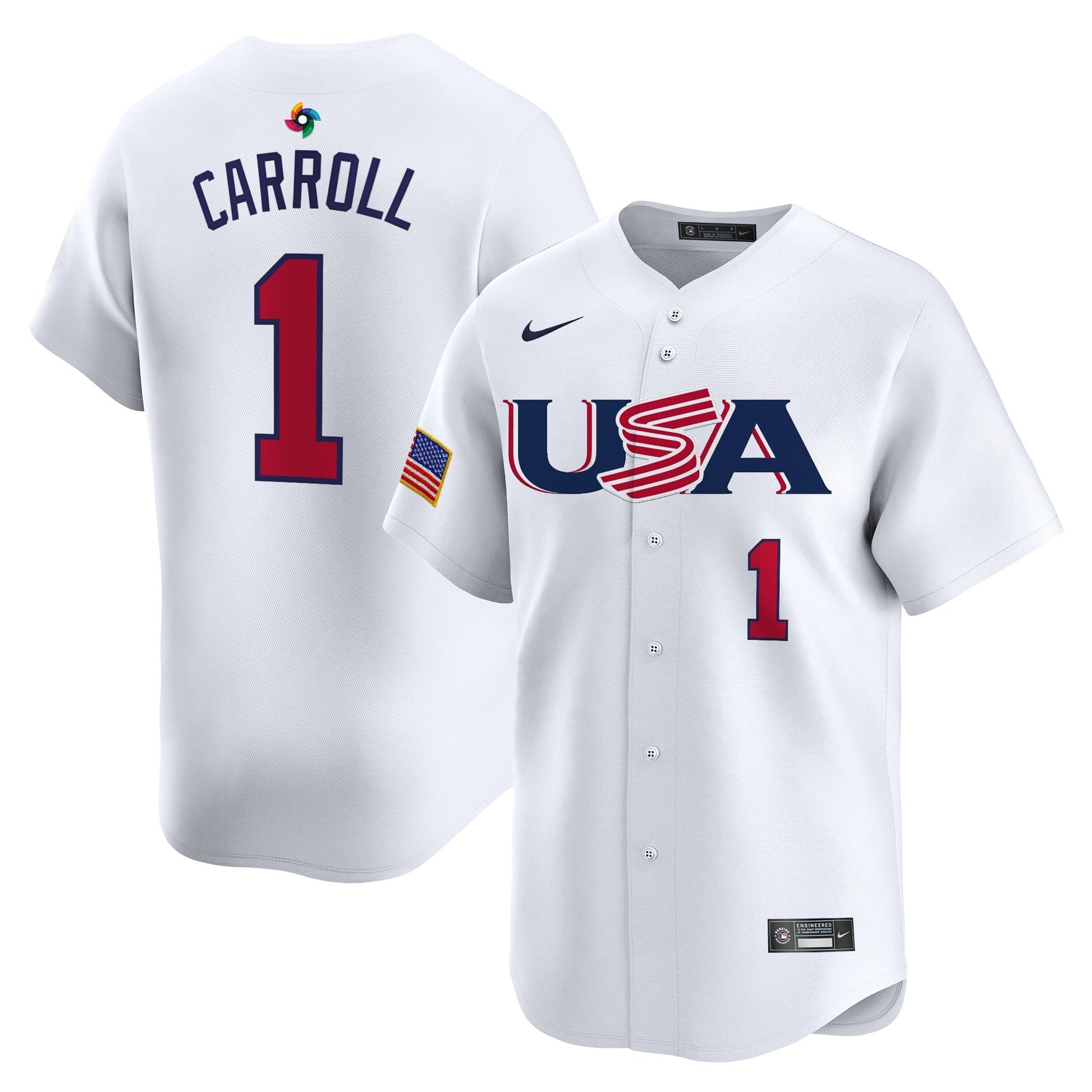 Men's Team USA World Baseball Classic Vapor Premier Jersey - 2026 Roster (Projected Number) - All Stitched