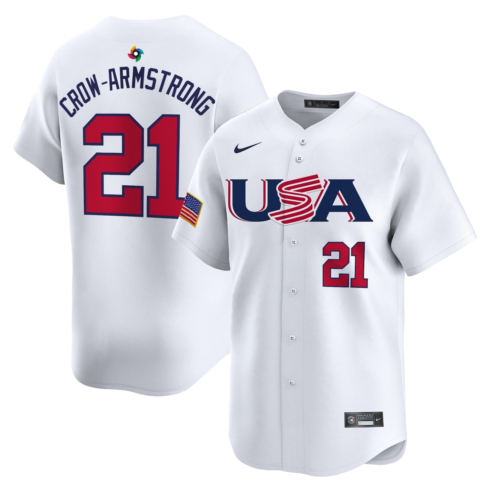 Men's Team USA World Baseball Classic Vapor Premier Jersey - 2023 Style - 2026 Roster (Projected Number) - All Stitched