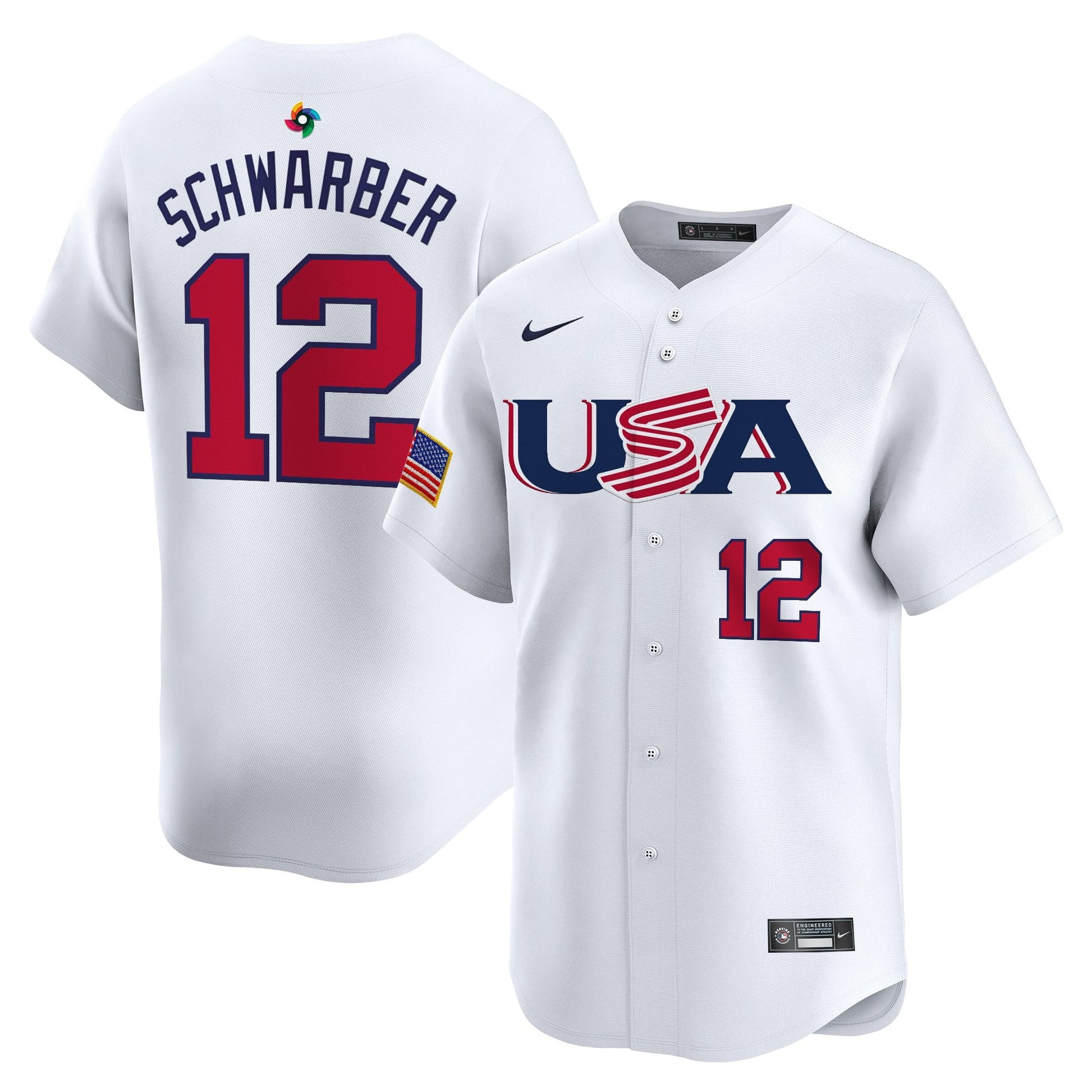 Men's Team USA World Baseball Classic Vapor Premier Jersey - 2026 Roster (Projected Number) - All Stitched