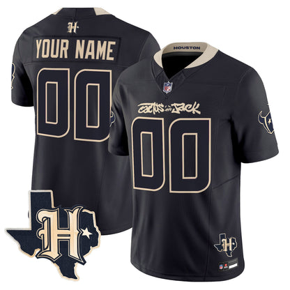 Houston Texans x Cactus Jack Vapor Limited Custom Jersey - All Stitched