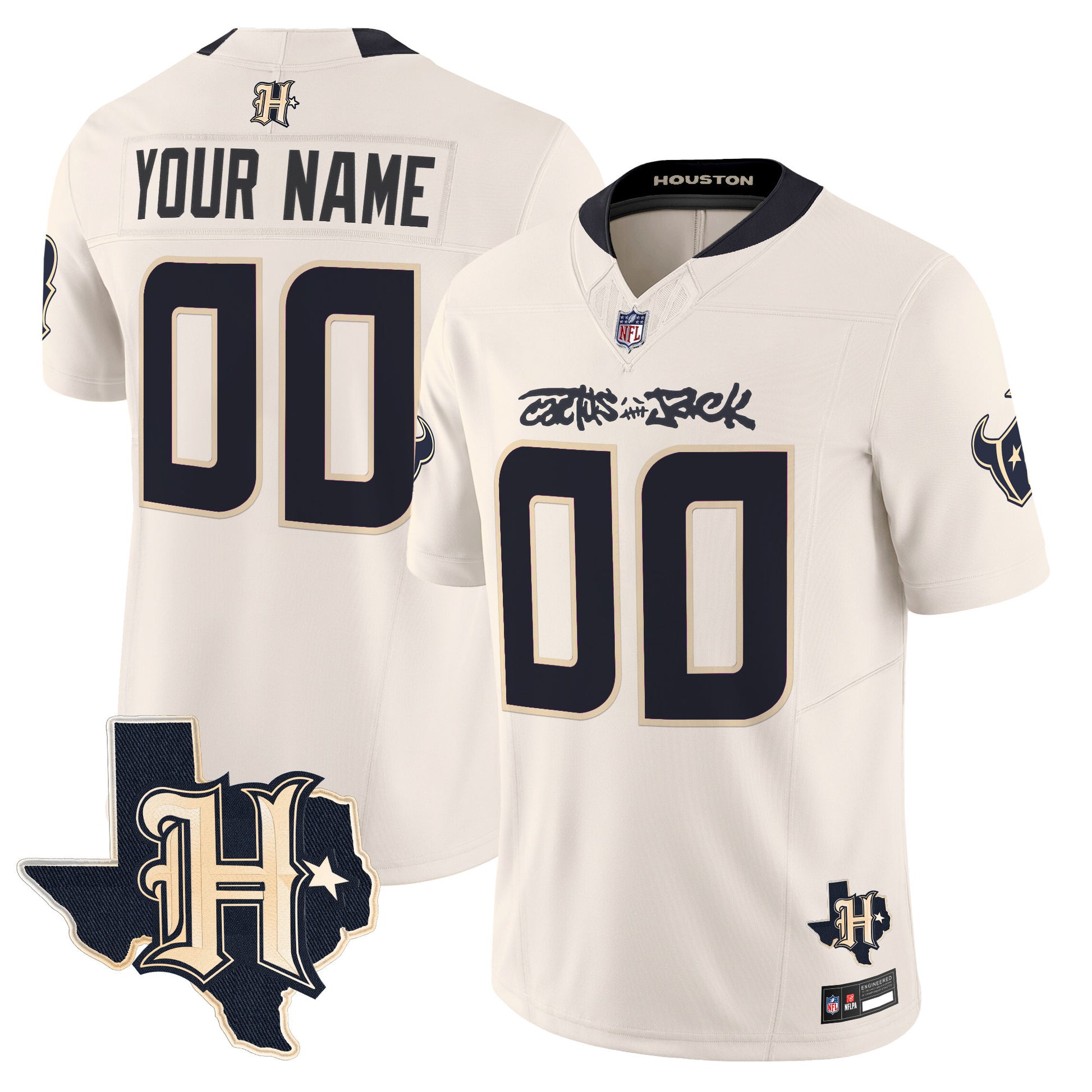 Houston Texans x Cactus Jack Vapor Limited Custom Jersey - All Stitched