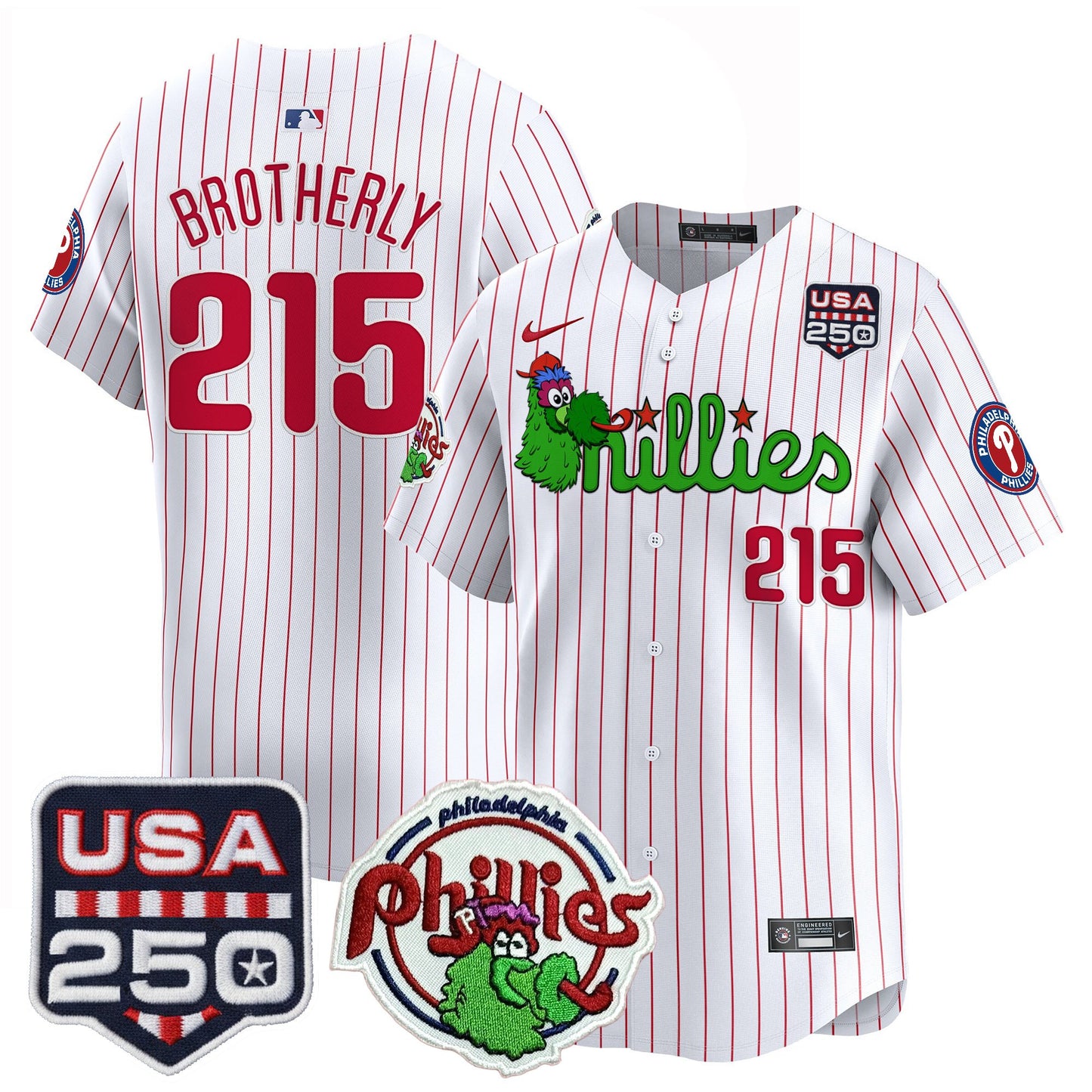 Men's Philadelphia Phillies Phanatic & 250America Patch Vapor Premier Limited Jersey - All Stitched