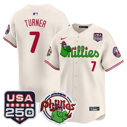 Men's Philadelphia Phillies Phanatic & 250America Patch Vapor Premier Limited Jersey - All Stitched