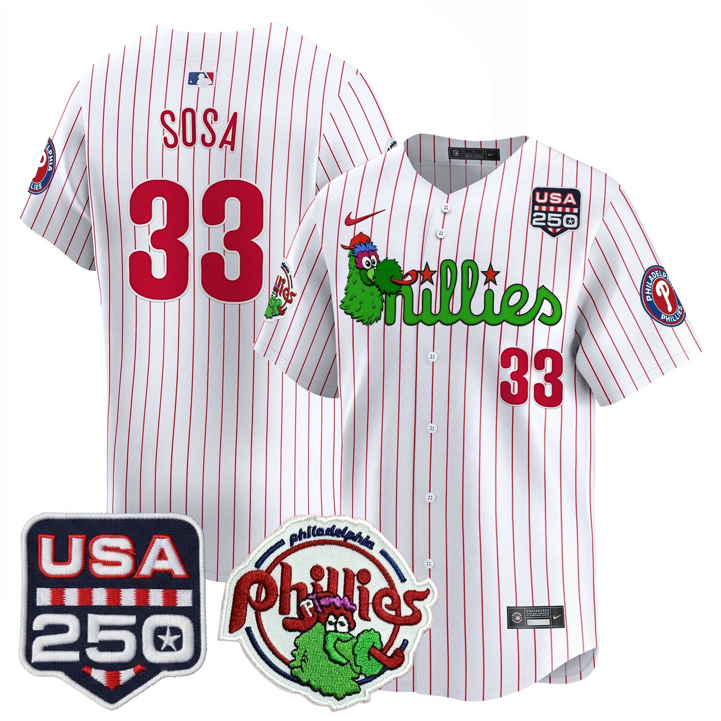 Men's Philadelphia Phillies Phanatic & 250America Patch Vapor Premier Limited Jersey - All Stitched