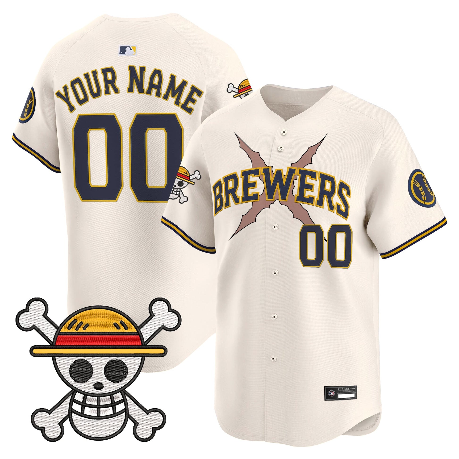 Milwaukee Brewers x One Piece Vapor Premier Limited Custom Jersey - Stitched