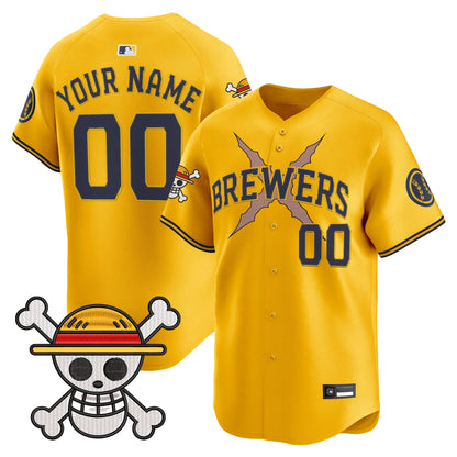 Milwaukee Brewers x One Piece Vapor Premier Limited Custom Jersey - Stitched