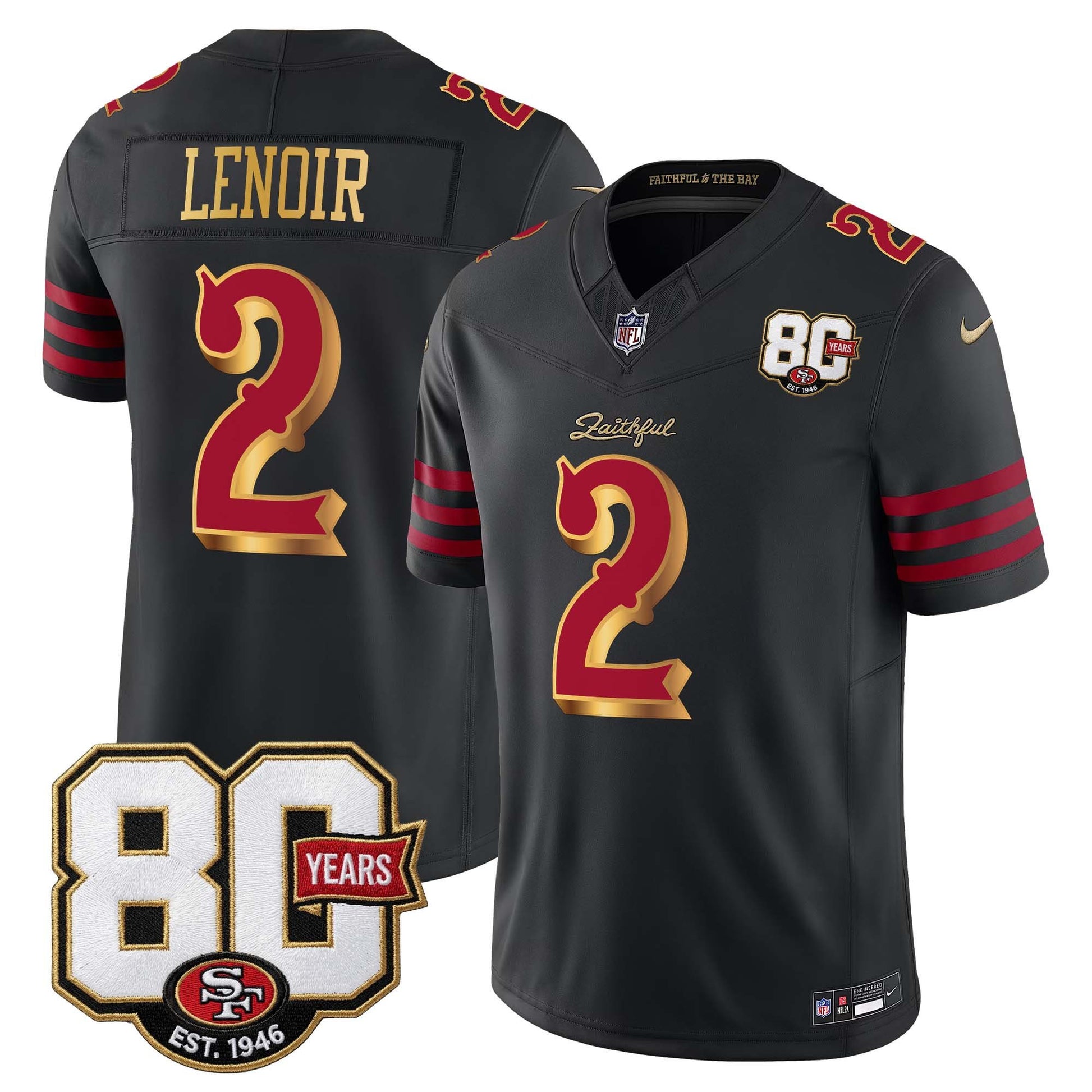 Men's San Francisco 49ers 80th Anniversary Patch Vapor Limited Jersey - Rivalries Edition - All Stitched