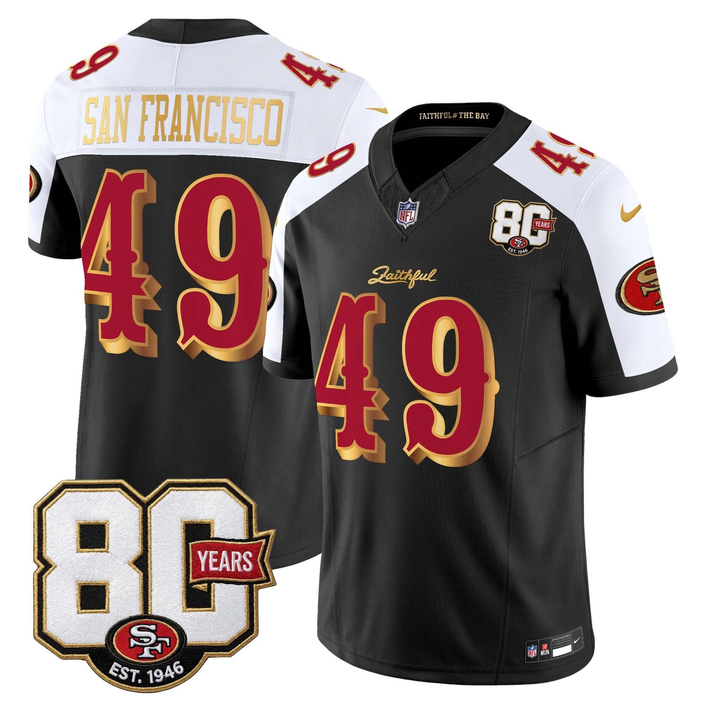 Men's San Francisco 49ers 80th Anniversary Patch Vapor Limited Jersey - Rivalries Edition - All Stitched