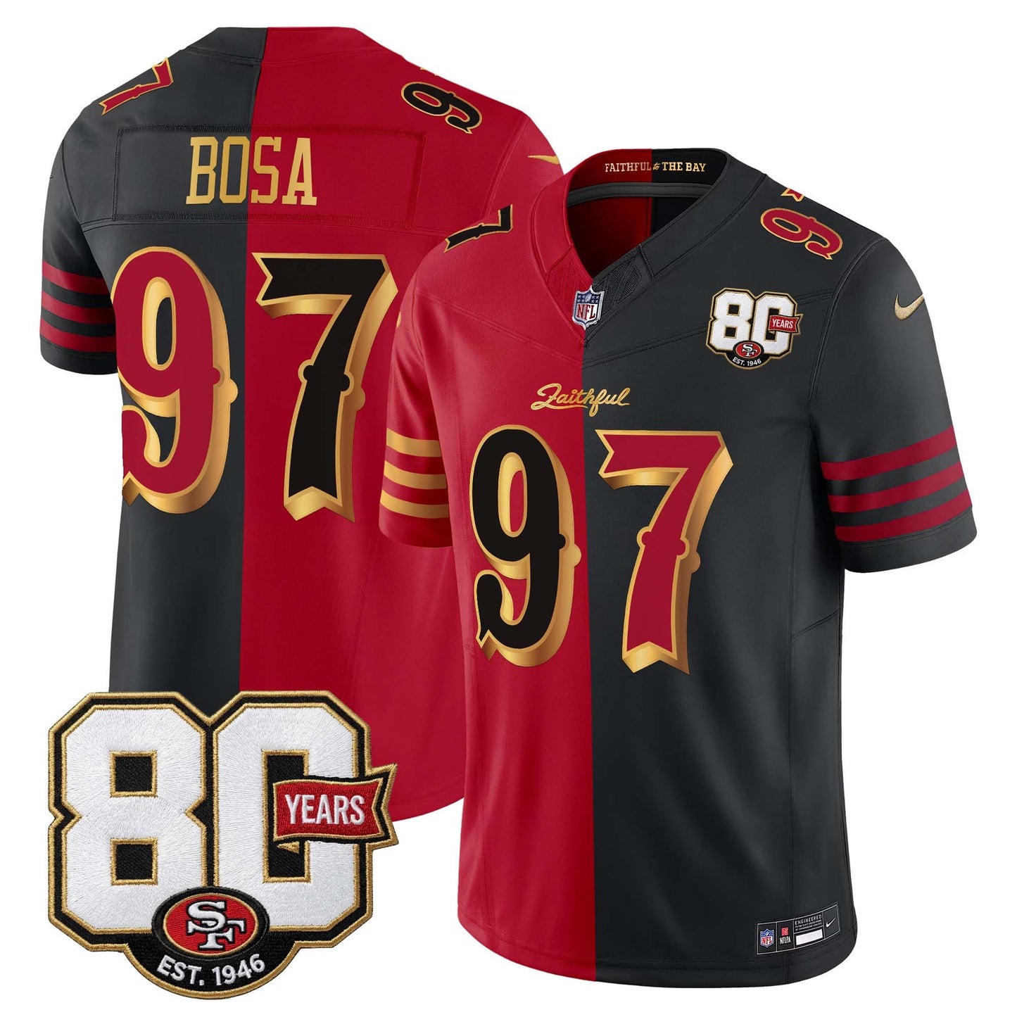 Men's San Francisco 49ers 80th Anniversary Patch Vapor Limited Jersey - Rivalries Edition - All Stitched