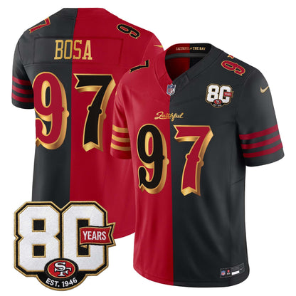 Men's San Francisco 49ers 80th Anniversary Patch Vapor Limited Jersey - Rivalries Edition - All Stitched