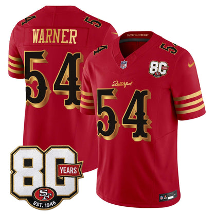 Men's San Francisco 49ers 80th Anniversary Patch Vapor Limited Jersey - Rivalries Edition - All Stitched