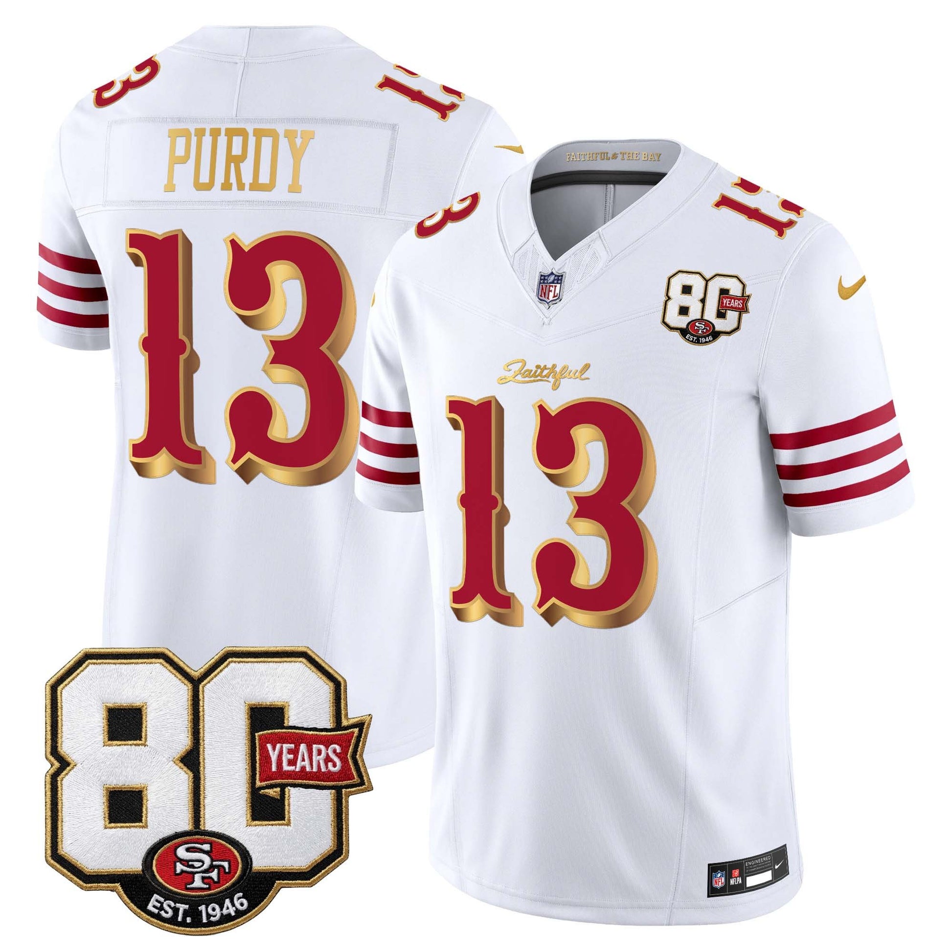 Men's San Francisco 49ers 80th Anniversary Patch Vapor Limited Jersey - Rivalries Edition - All Stitched