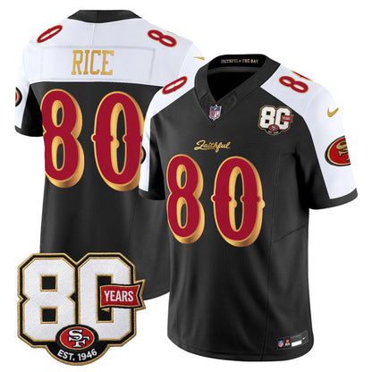 Men's San Francisco 49ers 80th Anniversary Patch Vapor Limited Jersey - Rivalries Edition - All Stitched