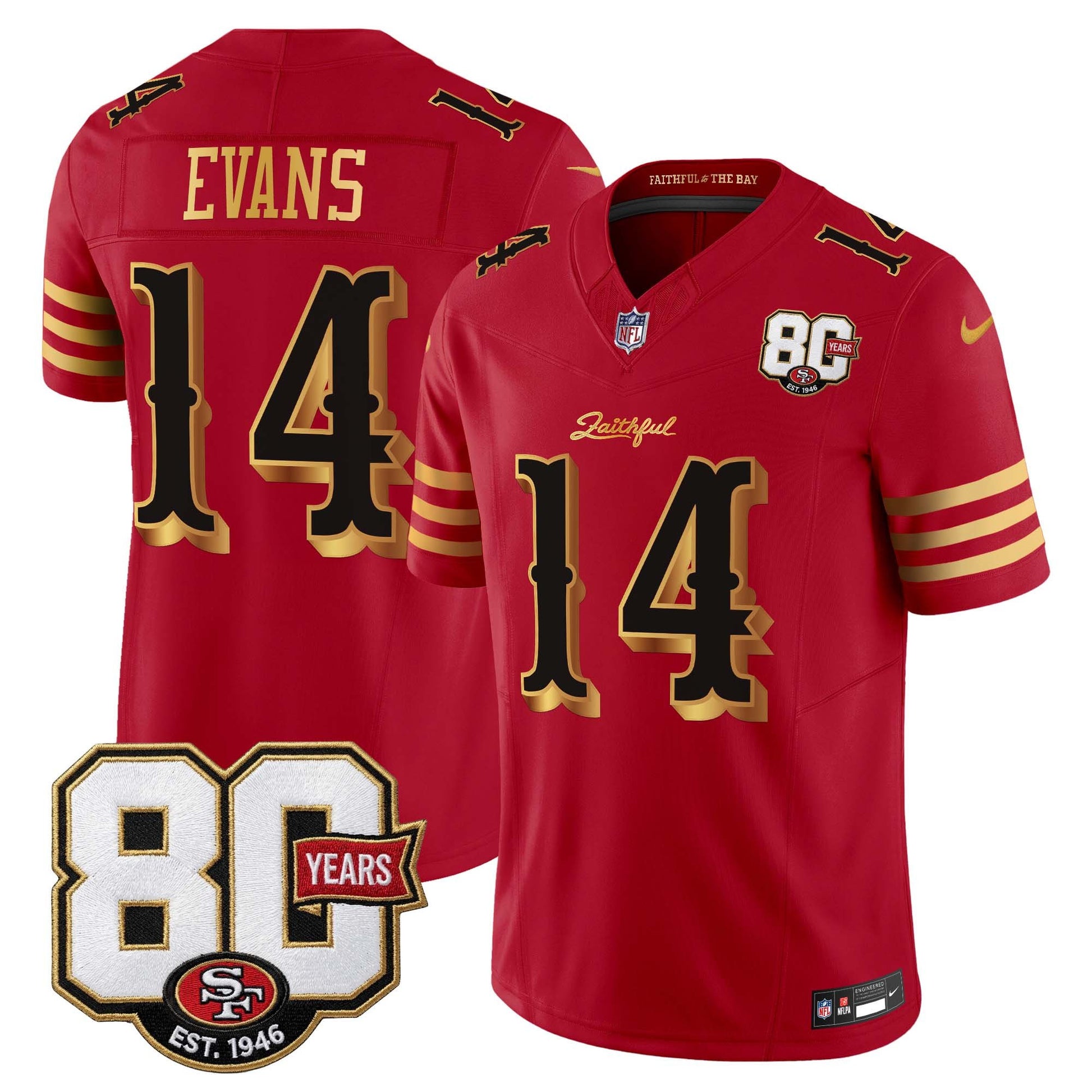 Men's San Francisco 49ers 80th Anniversary Patch Vapor Limited Jersey - Rivalries Edition - All Stitched
