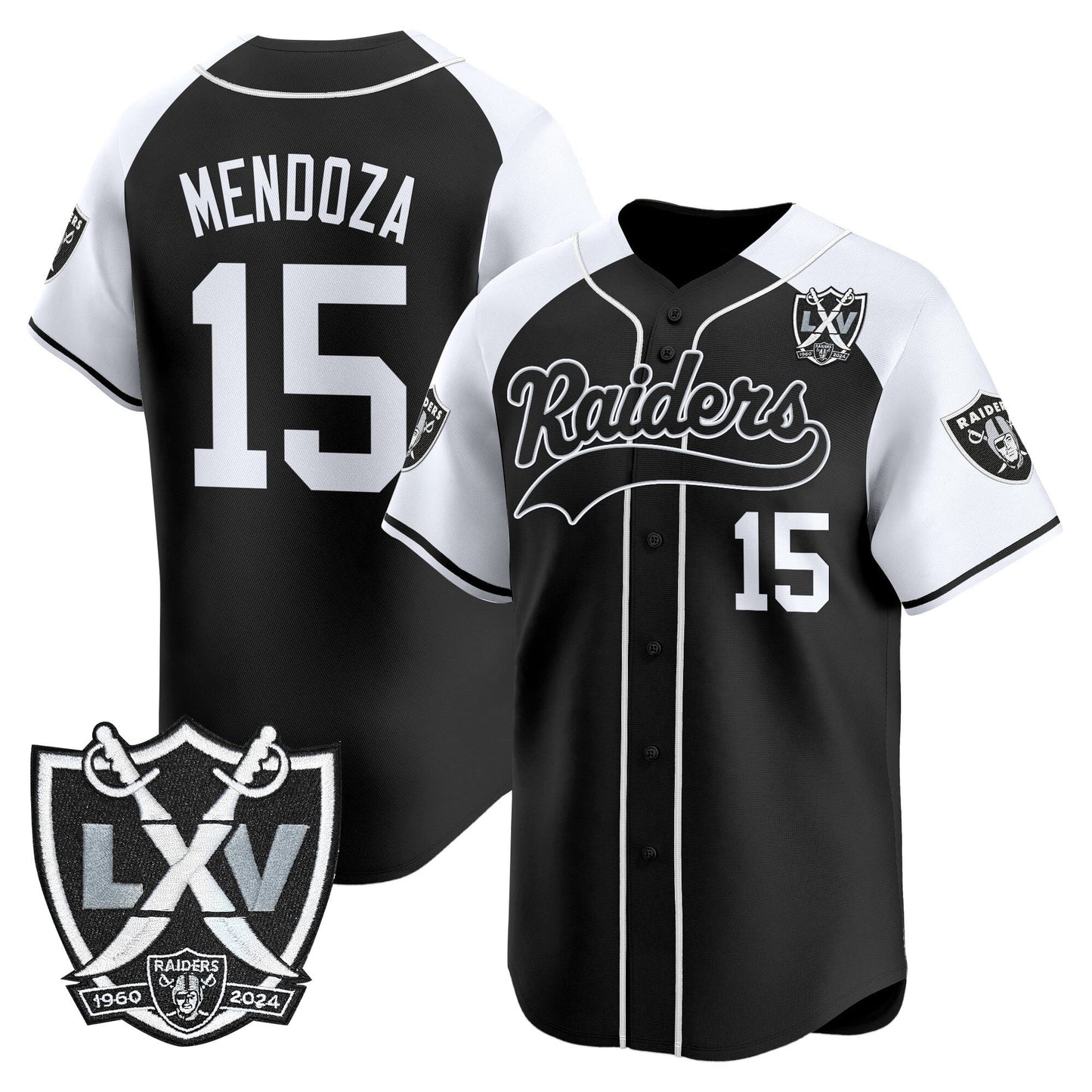 Las Vegas Raiders 65th Anniversary Patch Vapor Baseball Jersey - All Stitched