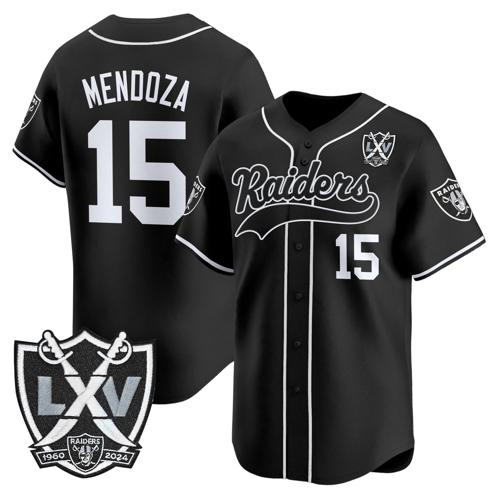Las Vegas Raiders 65th Anniversary Patch Vapor Baseball Jersey - All Stitched
