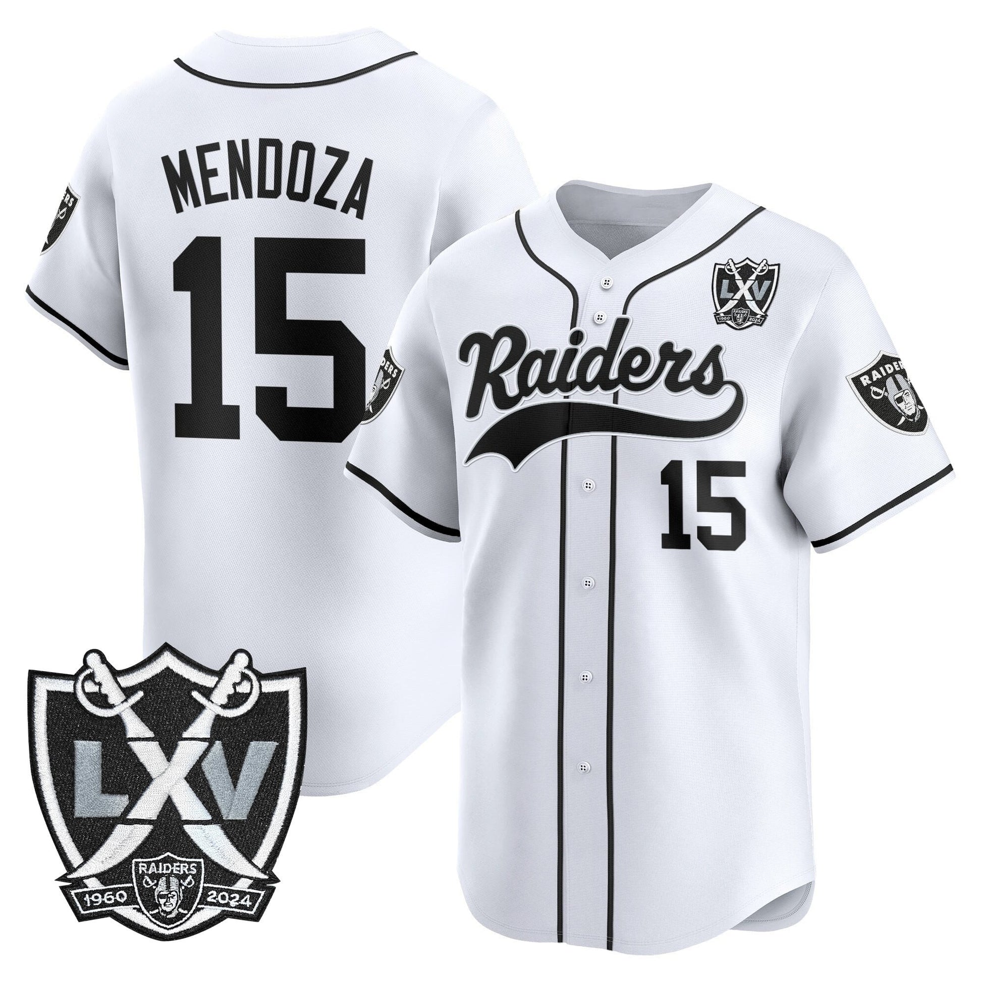 Las Vegas Raiders 65th Anniversary Patch Vapor Baseball Jersey - All Stitched