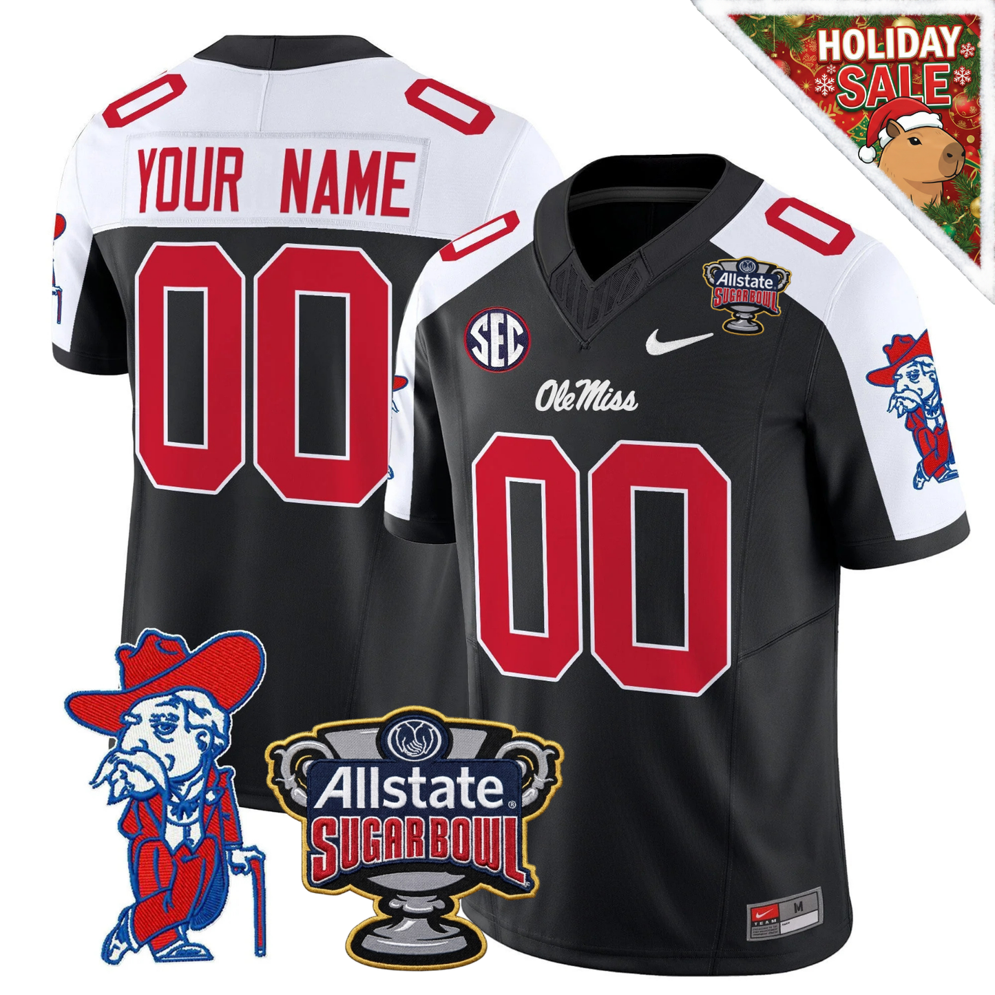 Custom Ole Miss Rebels 2025 Sugar Bowl Patch Vapor Limited Jersey - All Stitched