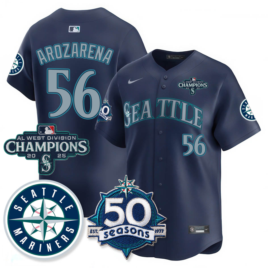 SEA Vapor Premier Limited Jersey - 50th Anniversary & AL West Division Champions - All Stitched Navy / Randy Arozarena