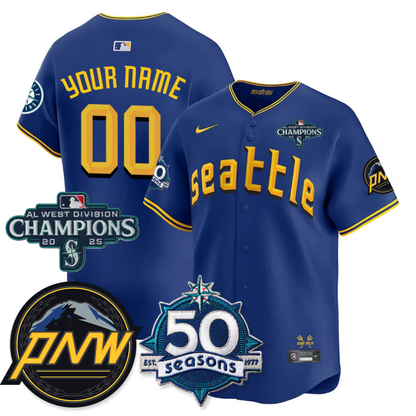 SEA Limited City Connect Jersey - 50th Anniversary & AL West Division Champions Patch - All Stitched