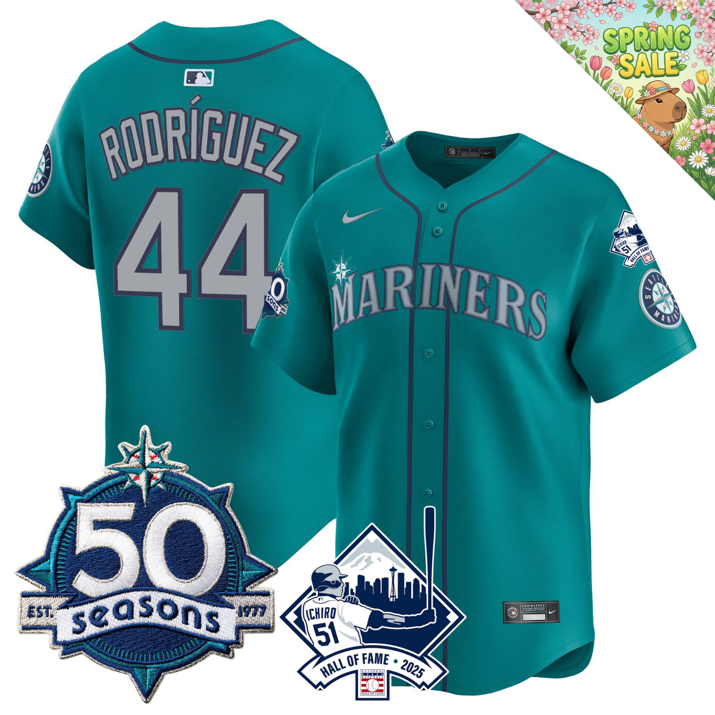 SEA 50 Seasons & Ichiro Number Retirement Patch Limited Jersey - All Stitched
