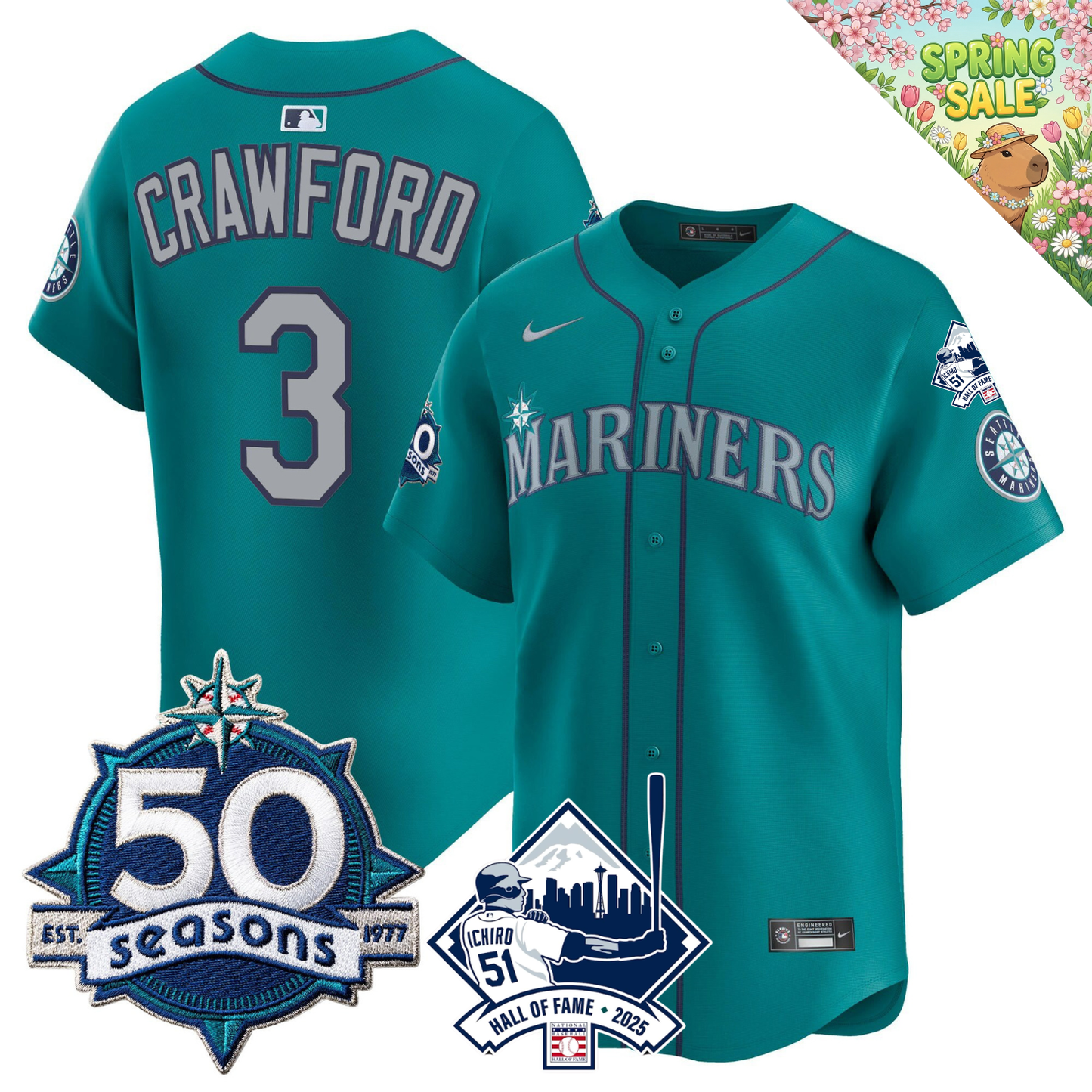 SEA 50 Seasons & Ichiro Number Retirement Patch Limited Jersey - All Stitched