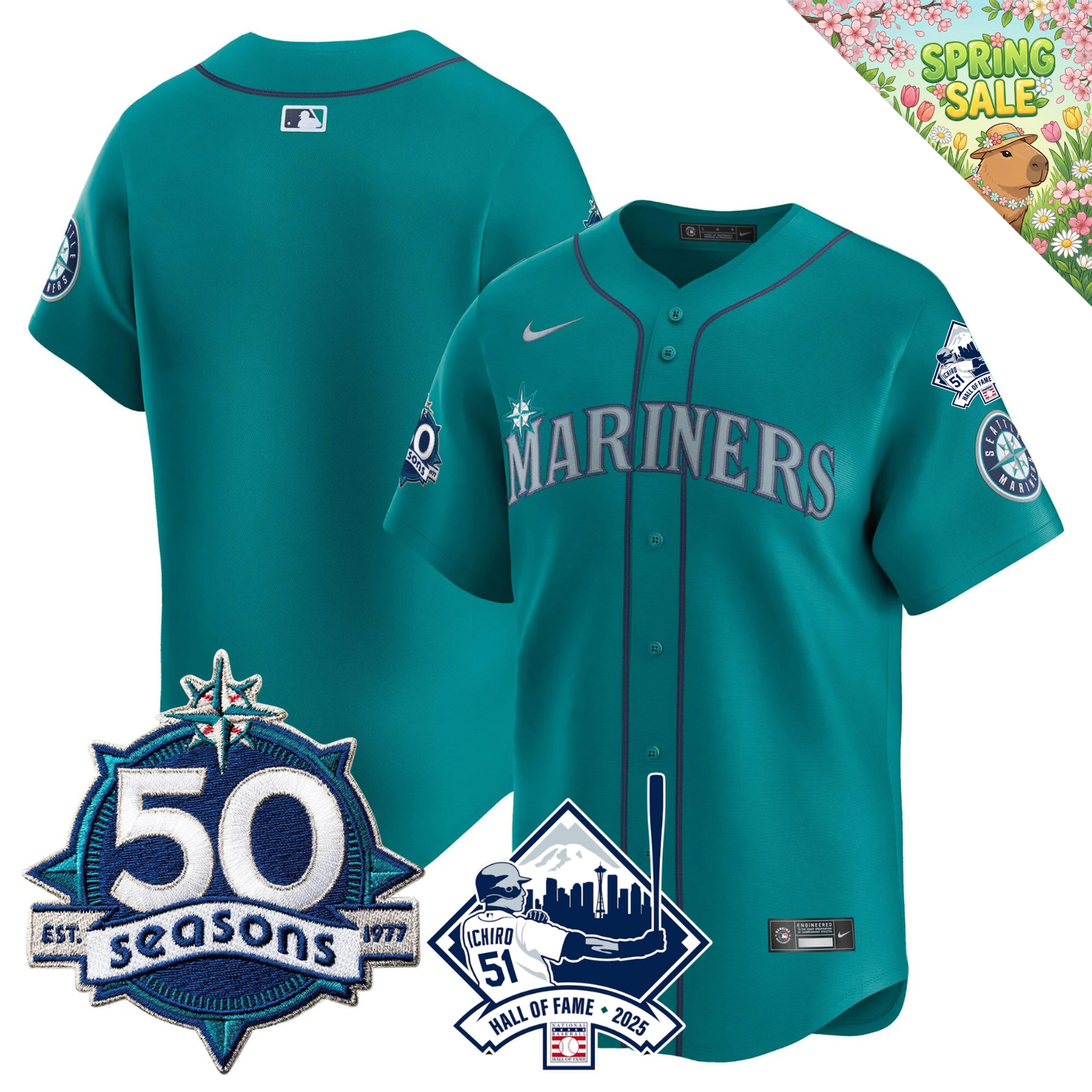SEA 50 Seasons & Ichiro Number Retirement Patch Limited Jersey - All Stitched