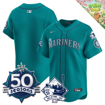 SEA 50 Seasons & Ichiro Number Retirement Patch Limited Jersey - All Stitched