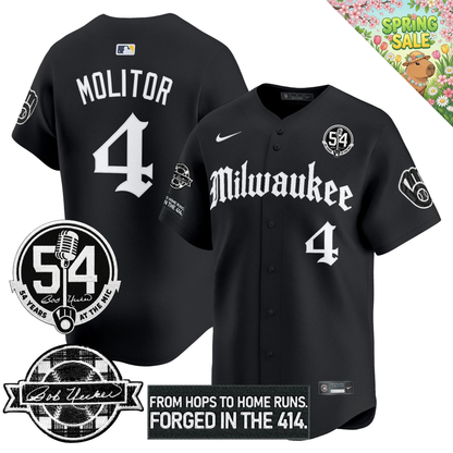 MIL Bob Uecker "54 Years At The Mic" Patch Limited Gothic Jersey - All Stitched