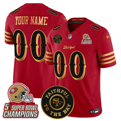 Custom SF 2025 “Rivalries” 5x Champions & Faithful To The Bay Patch Vapor Limited Jersey - All Stitched
