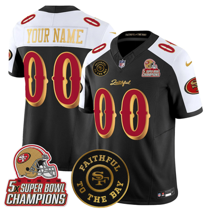 Custom SF 2025 “Rivalries” 5x Champions & Faithful To The Bay Patch Vapor Limited Jersey - All Stitched