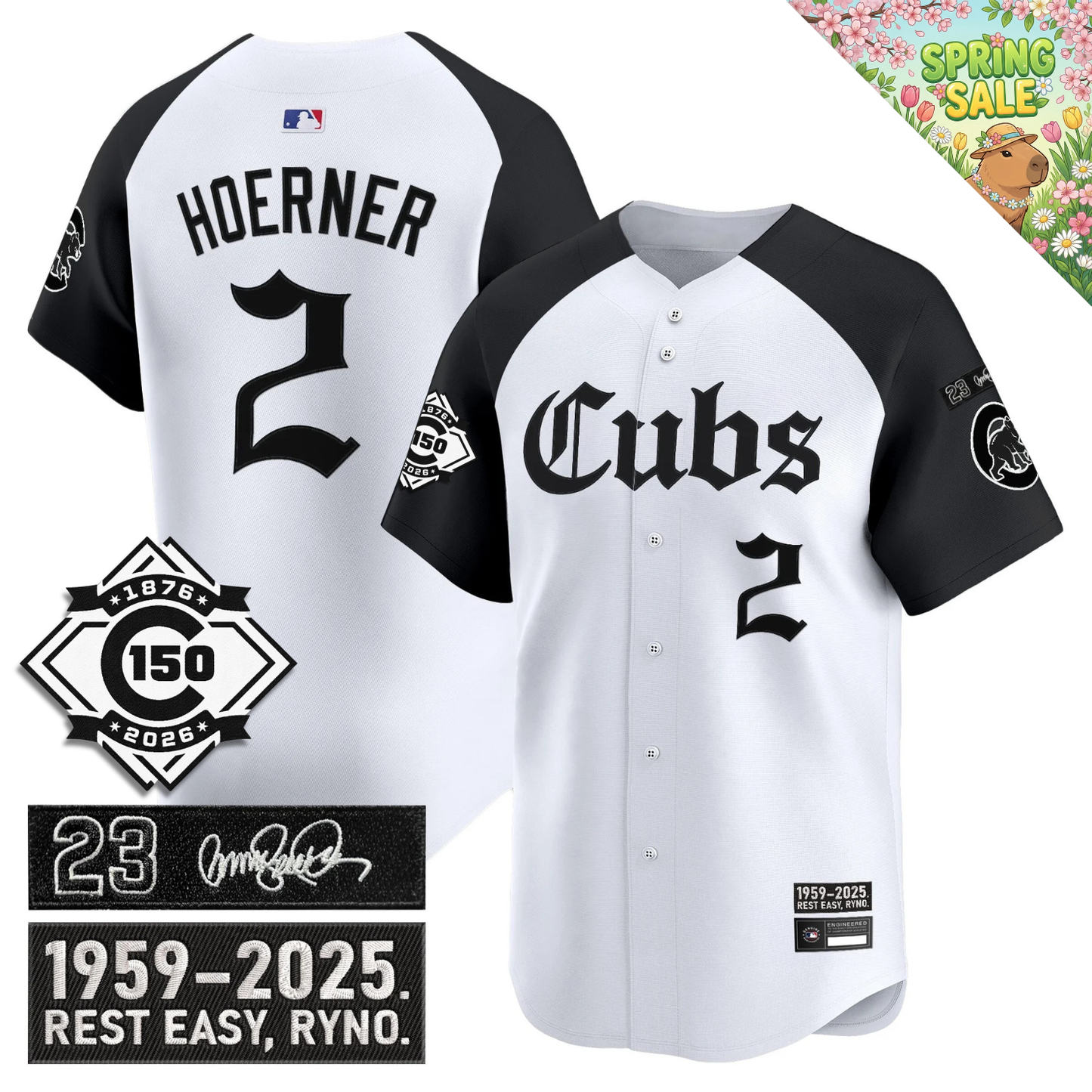 CHC 'Ryne Sandberg Tribute' & 150th anniversary patch Limited Gothic Jersey - All Stitched