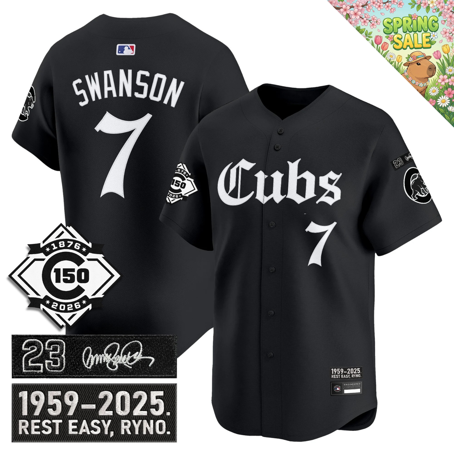 CHC 'Ryne Sandberg Tribute' & 150th anniversary patch Limited Gothic Jersey - All Stitched