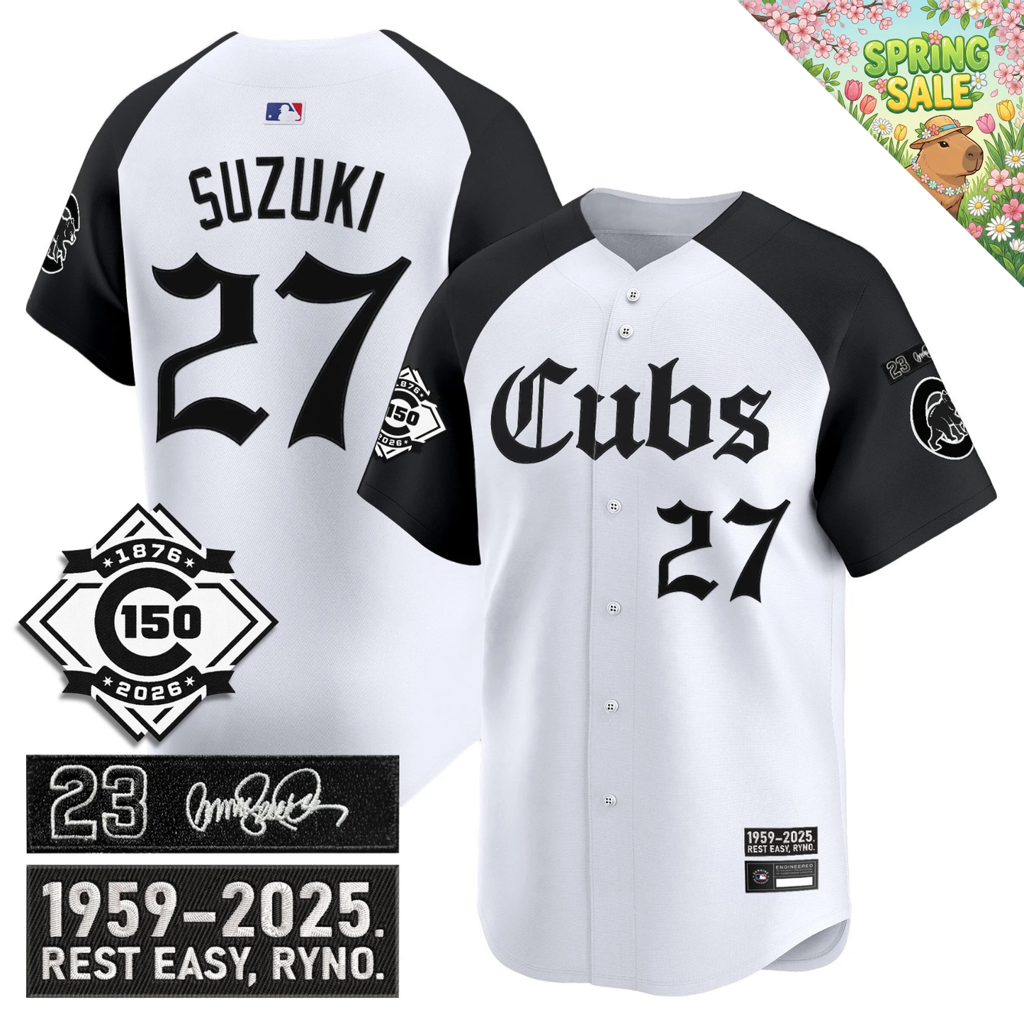 CHC 'Ryne Sandberg Tribute' & 150th anniversary patch Limited Gothic Jersey - All Stitched