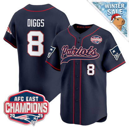 NE 2025 AFC East Champions Patch Vapor Baseball Jersey - All Stitched