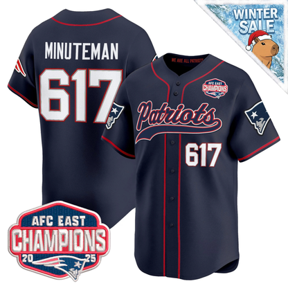 NE 2025 AFC East Champions Patch Vapor Baseball Jersey - All Stitched