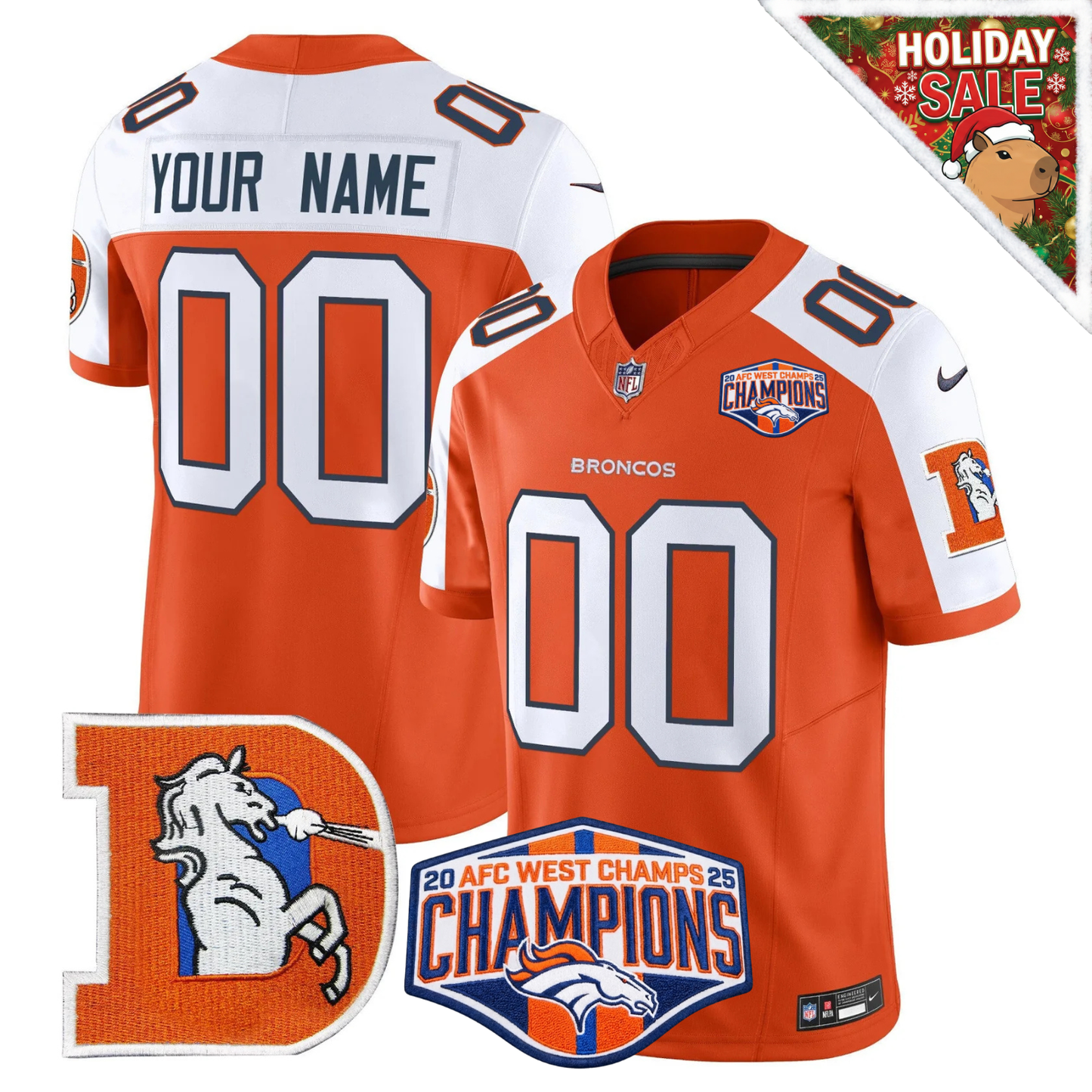 Custom DEN AFC WEST CHAMPIONS Patch Throwback Vapor Limited Jersey - All Stitched