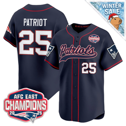 NE 2025 AFC East Champions Patch Vapor Baseball Jersey - All Stitched