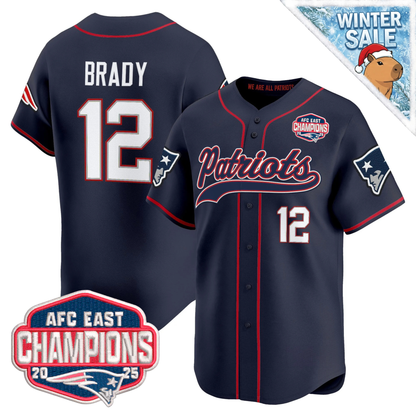 NE 2025 AFC East Champions Patch Vapor Baseball Jersey - All Stitched