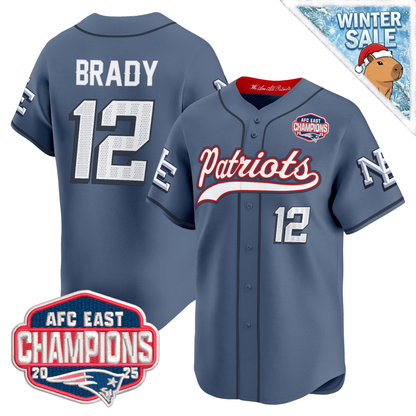 NE 2025 AFC East Champions Patch Vapor Baseball Jersey - All Stitched