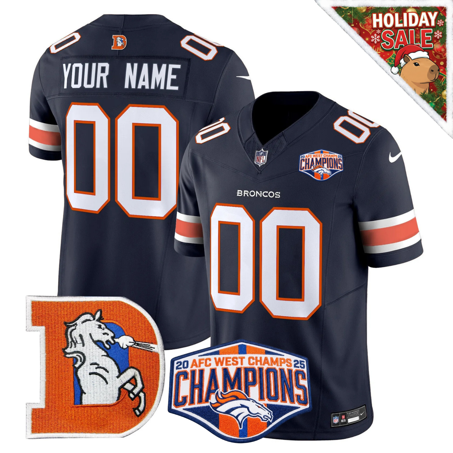Custom DEN AFC WEST CHAMPIONS Patch Throwback Vapor Limited Jersey - All Stitched