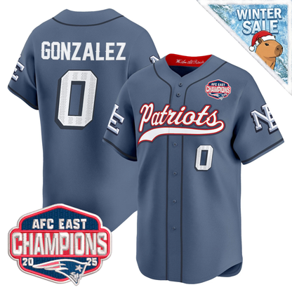 NE 2025 AFC East Champions Patch Vapor Baseball Jersey - All Stitched