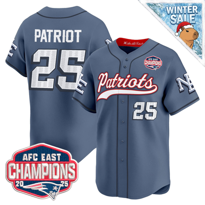 NE 2025 AFC East Champions Patch Vapor Baseball Jersey - All Stitched
