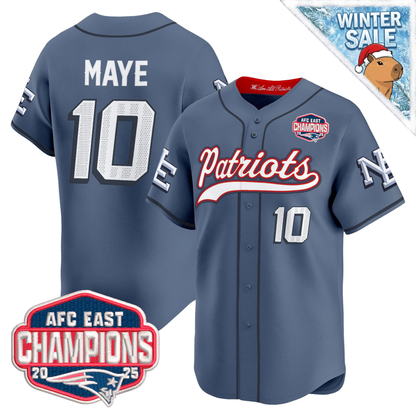 NE 2025 AFC East Champions Patch Vapor Baseball Jersey - All Stitched