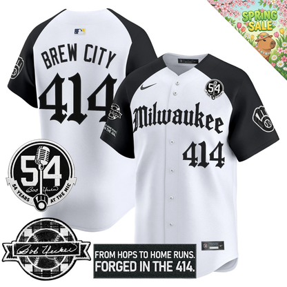 MIL Bob Uecker "54 Years At The Mic" Patch Limited Gothic Jersey - All Stitched